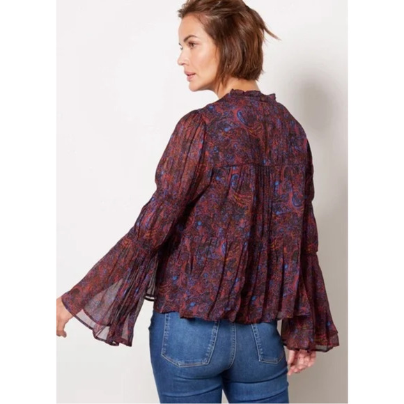 CLEOBELLA NWT Evereve Ines Bell Sleeve Ruffle Hem Blouse // M - Picture 14 of 15